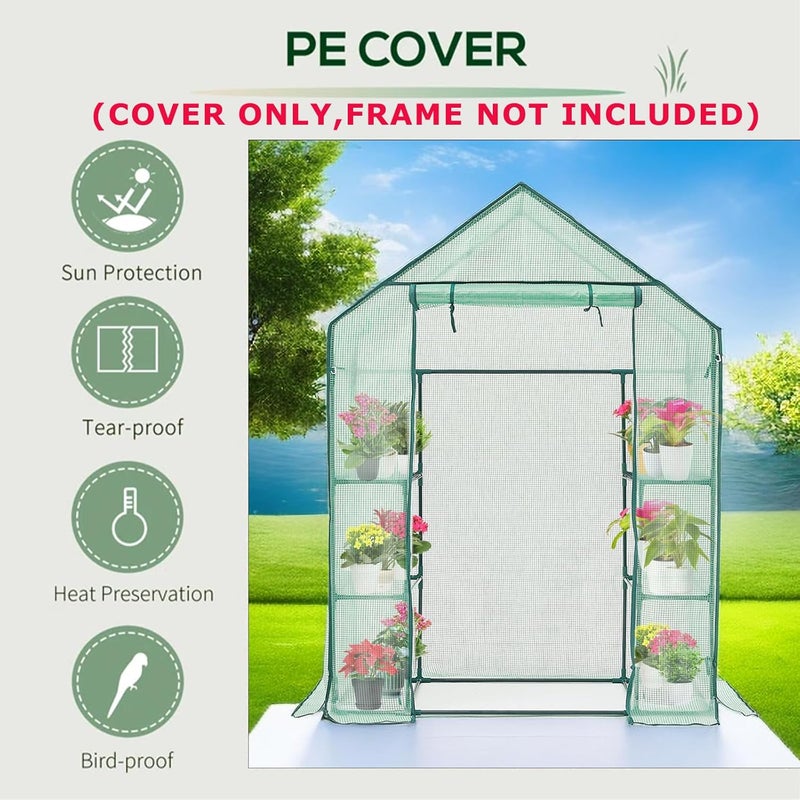 Purlyu غطاء دفيئة قابل للدخول مع باب بسحاب قابل للرفع - 28x56x76 بوصة غطاء دفيئة PE لحماية النباتات من البرد والصقيع (الإطار غير مشمول) (PLGH001PECC) - Image 4